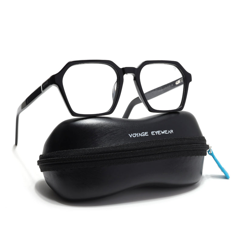 Voyage Glaze Shine Black Square Acetate Eyeglasses for Men & Women - SLMG6491-C1