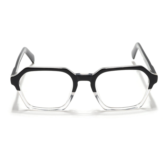 Voyage Glaze Black & Transparent Square Acetate Eyeglasses for Men & Women - SLMG6492-C2
