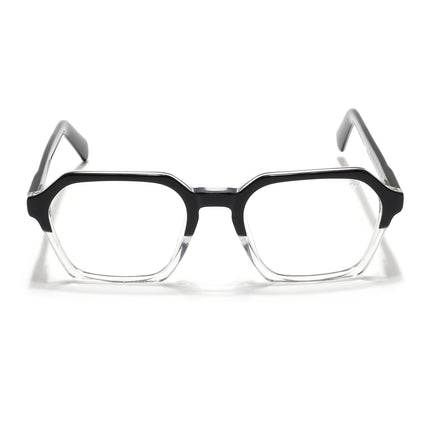 Voyage Glaze Black & Transparent Square Acetate Eyeglasses for Men & Women - SLMG6492-C2
