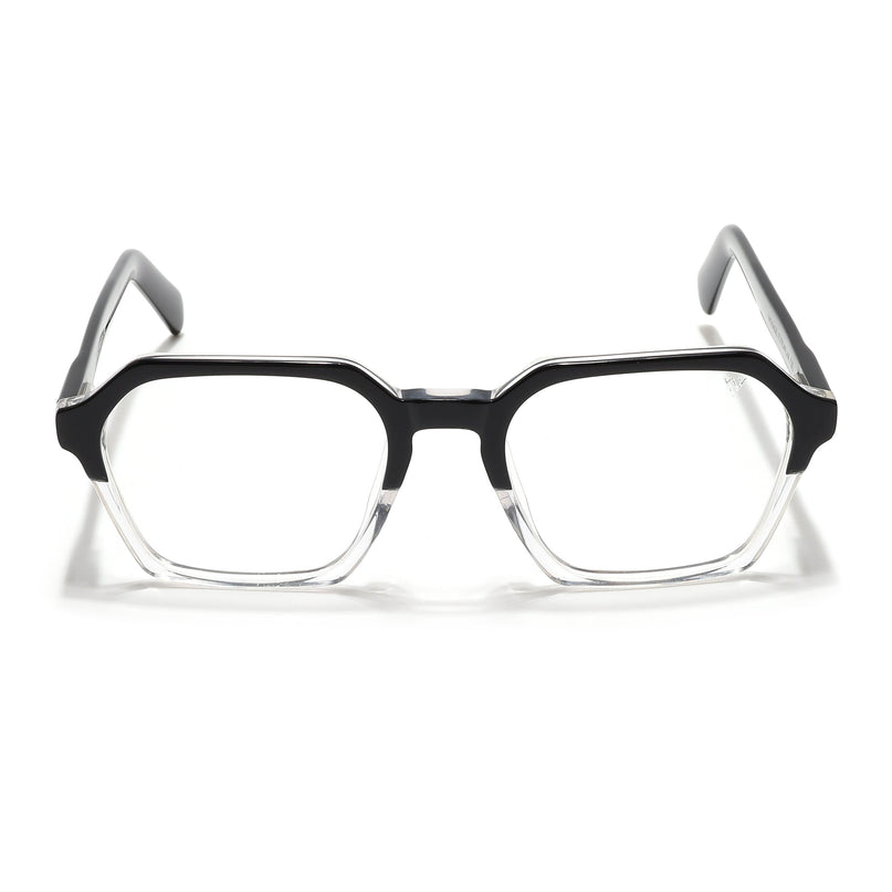 Voyage Glaze Black & Transparent Square Acetate Eyeglasses for Men & Women - SLMG6492-C2
