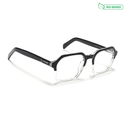 Voyage Glaze Black & Transparent Square Acetate Eyeglasses for Men & Women - SLMG6492-C2