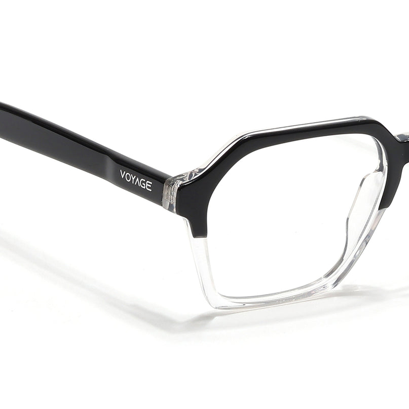Voyage Glaze Black & Transparent Square Acetate Eyeglasses for Men & Women - SLMG6492-C2
