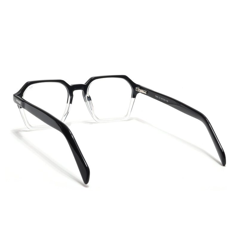 Voyage Glaze Black & Transparent Square Acetate Eyeglasses for Men & Women - SLMG6492-C2
