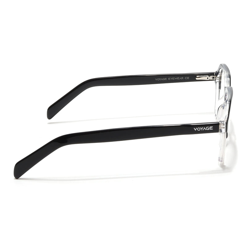 Voyage Glaze Black & Transparent Square Acetate Eyeglasses for Men & Women - SLMG6492-C2