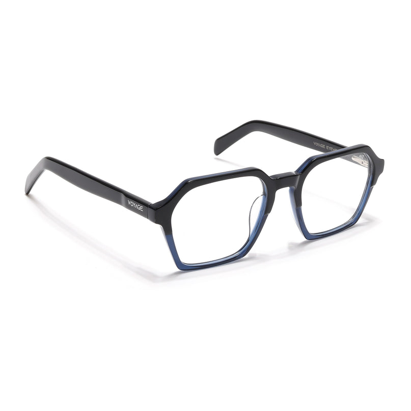 Voyage Glaze Black & Blue Square Acetate Eyeglasses for Men & Women - SLMG6493-C3