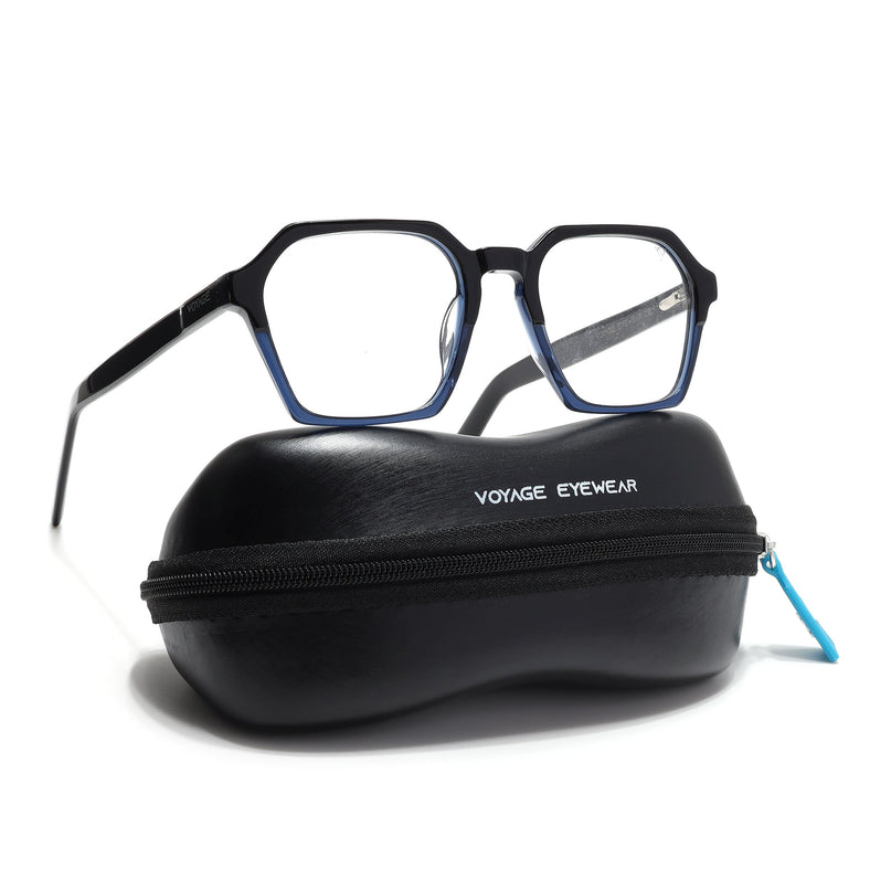 Voyage Glaze Black & Blue Square Acetate Eyeglasses for Men & Women - SLMG6493-C3