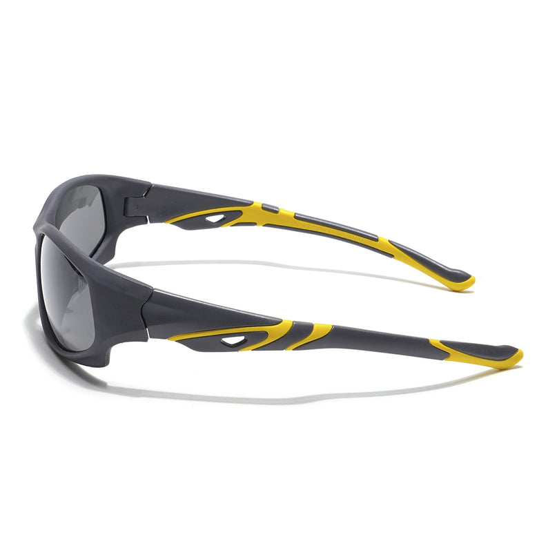 Wrap Around Polarized Sunglasses for Kids -6 yrs To 12 yrs (Black Lens | Grey Frame - PMG5904)