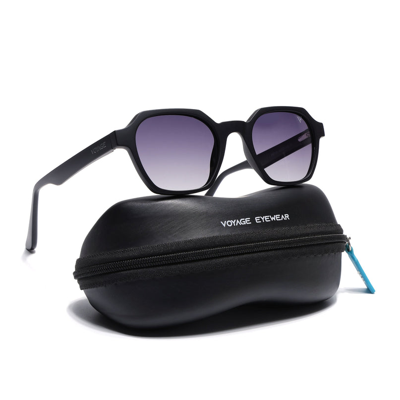 Wayfarer Polarized Sunglasses for Men & Women (Grey & Clear Lens | Black Frame - PMG7283)
