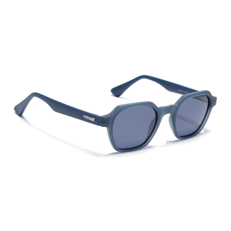 Round Polarized Sunglasses for Men & Women (Grey Lens | Blue Frame - PMG7285)