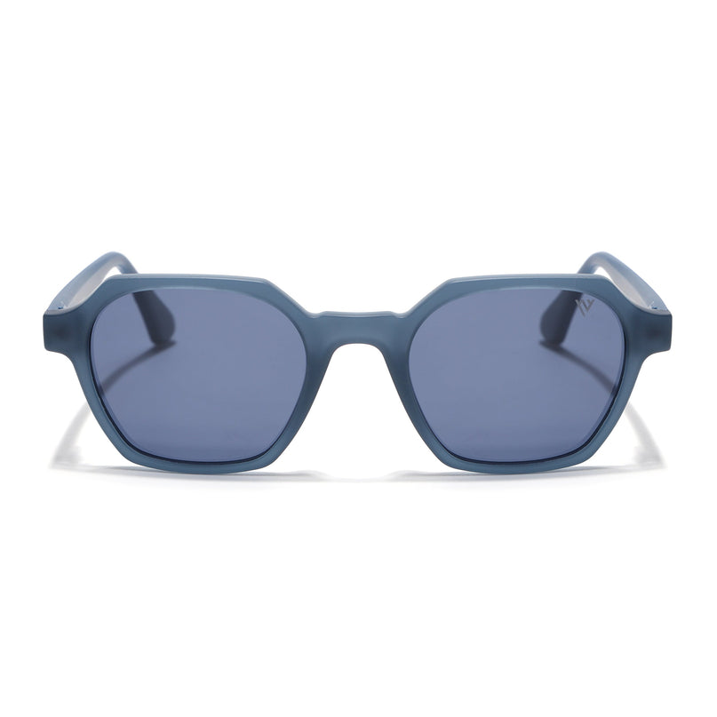 Round Polarized Sunglasses for Men & Women (Grey Lens | Blue Frame - PMG7285)