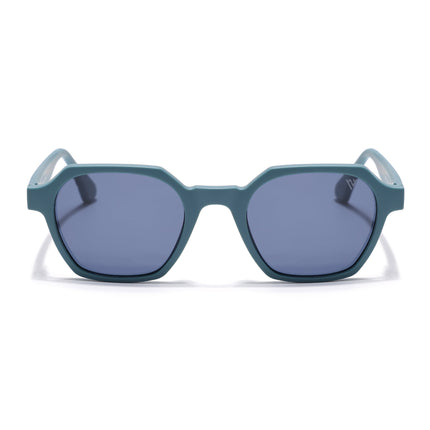 Round Polarized Sunglasses for Men & Women (Grey Lens | Matt Teal Frame - PMG7286)