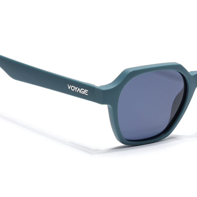 Round Polarized Sunglasses for Men & Women (Grey Lens | Matt Teal Frame - PMG7286)