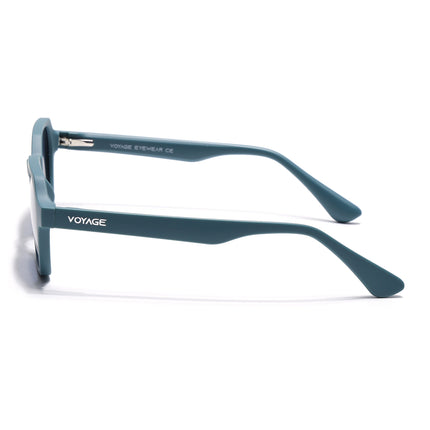 Round Polarized Sunglasses for Men & Women (Grey Lens | Matt Teal Frame - PMG7286)