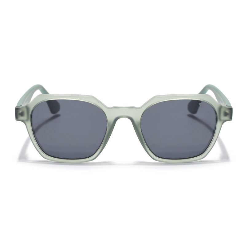 Round Polarized Sunglasses for Men & Women (Black Lens | Green Frame - PMG7287)