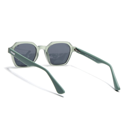 Round Polarized Sunglasses for Men & Women (Black Lens | Green Frame - PMG7287)