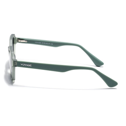 Round Polarized Sunglasses for Men & Women (Black Lens | Green Frame - PMG7287)