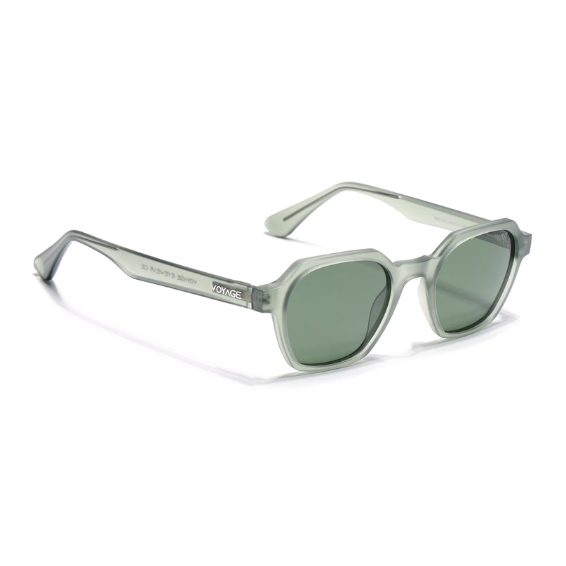 Round Polarized Sunglasses for Men & Women (Green Lens | Green Frame - PMG7288)