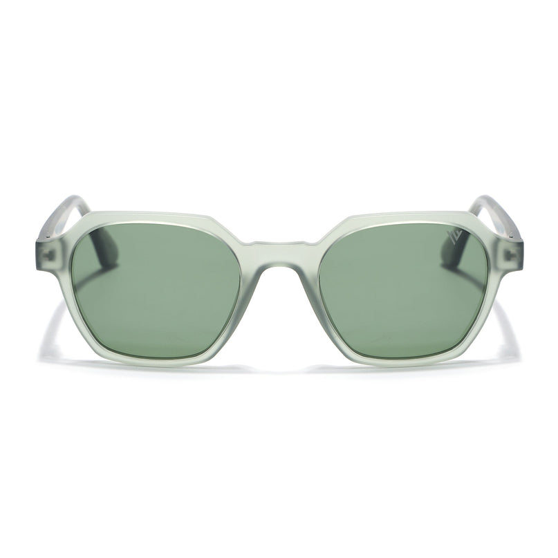 Round Polarized Sunglasses for Men & Women (Green Lens | Green Frame - PMG7288)