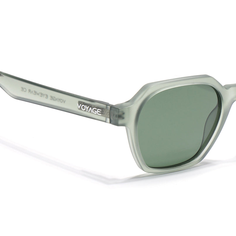 Round Polarized Sunglasses for Men & Women (Green Lens | Green Frame - PMG7288)