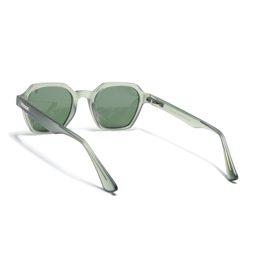 Round Polarized Sunglasses for Men & Women (Green Lens | Green Frame - PMG7288)