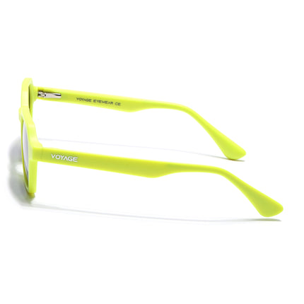 Round Polarized Sunglasses for Men & Women (Black Lens | Neon Yellow Frame - PMG7290)