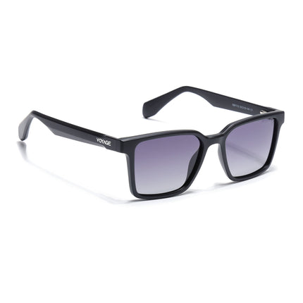 Rectangle Polarized Sunglasses for Men & Women (Grey & Clear Lens | Black Frame - PMG7292)