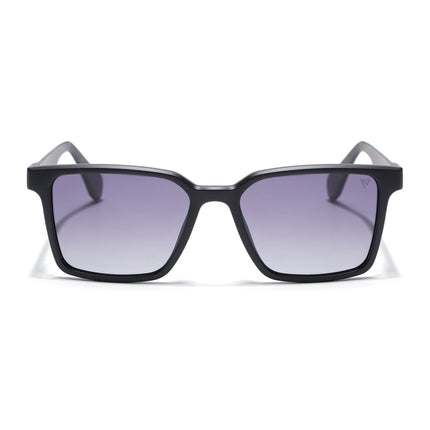 Rectangle Polarized Sunglasses for Men & Women (Grey & Clear Lens | Black Frame - PMG7292)