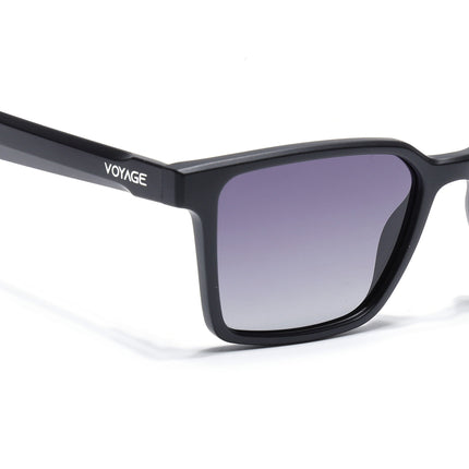 Rectangle Polarized Sunglasses for Men & Women (Grey & Clear Lens | Black Frame - PMG7292)