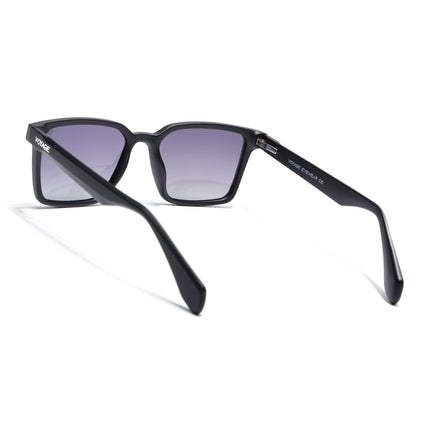 Rectangle Polarized Sunglasses for Men & Women (Grey & Clear Lens | Black Frame - PMG7292)