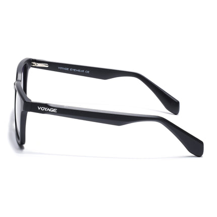 Rectangle Polarized Sunglasses for Men & Women (Grey & Clear Lens | Black Frame - PMG7292)