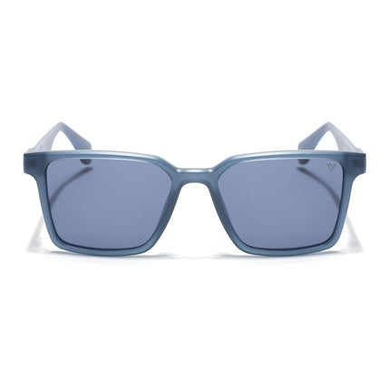 Rectangle Polarized Sunglasses for Men & Women (Grey Lens | Blue Frame - PMG7294)