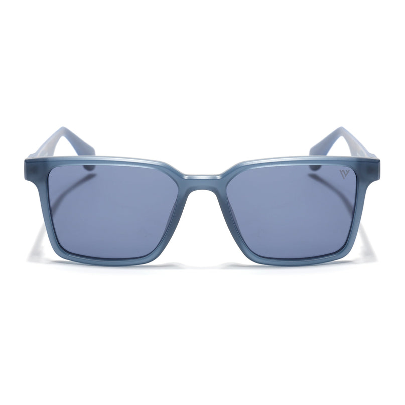 Rectangle Polarized Sunglasses for Men & Women (Grey Lens | Blue Frame - PMG7294)