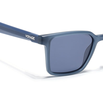 Rectangle Polarized Sunglasses for Men & Women (Grey Lens | Blue Frame - PMG7294)