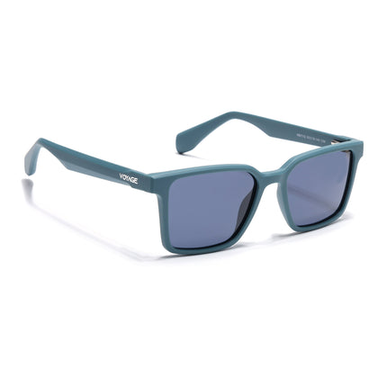 Rectangle Polarized Sunglasses for Men & Women (Grey Lens | Matt Teal Frame - PMG7295)