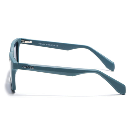 Rectangle Polarized Sunglasses for Men & Women (Grey Lens | Matt Teal Frame - PMG7295)