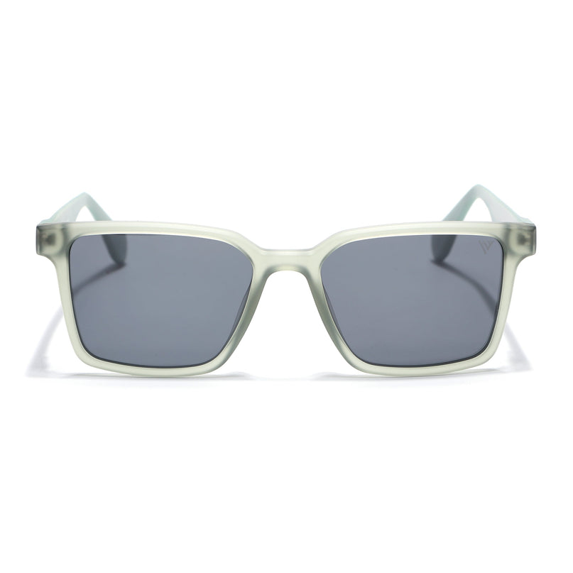 Rectangle Polarized Sunglasses for Men & Women (Black Lens | Green Frame - PMG7296)