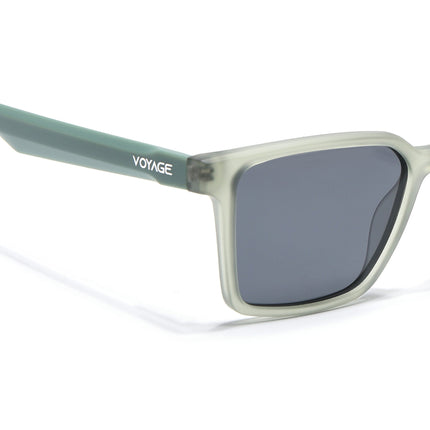 Rectangle Polarized Sunglasses for Men & Women (Black Lens | Green Frame - PMG7296)