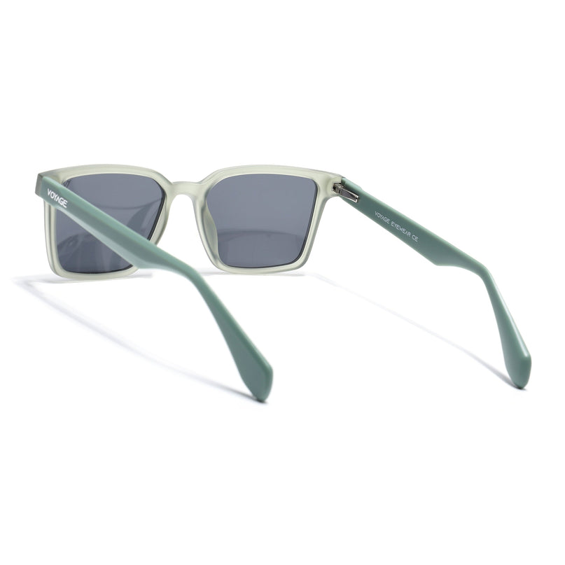 Rectangle Polarized Sunglasses for Men & Women (Black Lens | Green Frame - PMG7296)