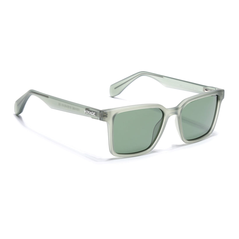 Rectangle Polarized Sunglasses for Men & Women (Green Lens | Green Frame - PMG7297)