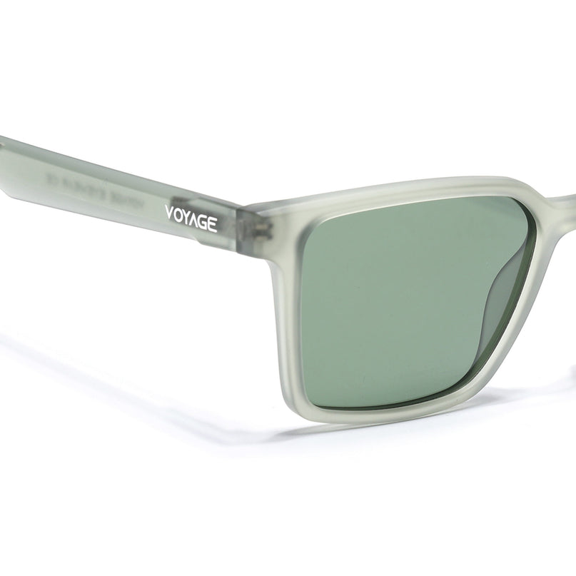 Rectangle Polarized Sunglasses for Men & Women (Green Lens | Green Frame - PMG7297)