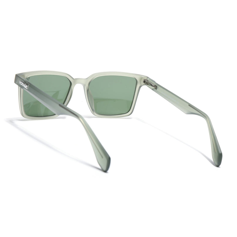 Rectangle Polarized Sunglasses for Men & Women (Green Lens | Green Frame - PMG7297)
