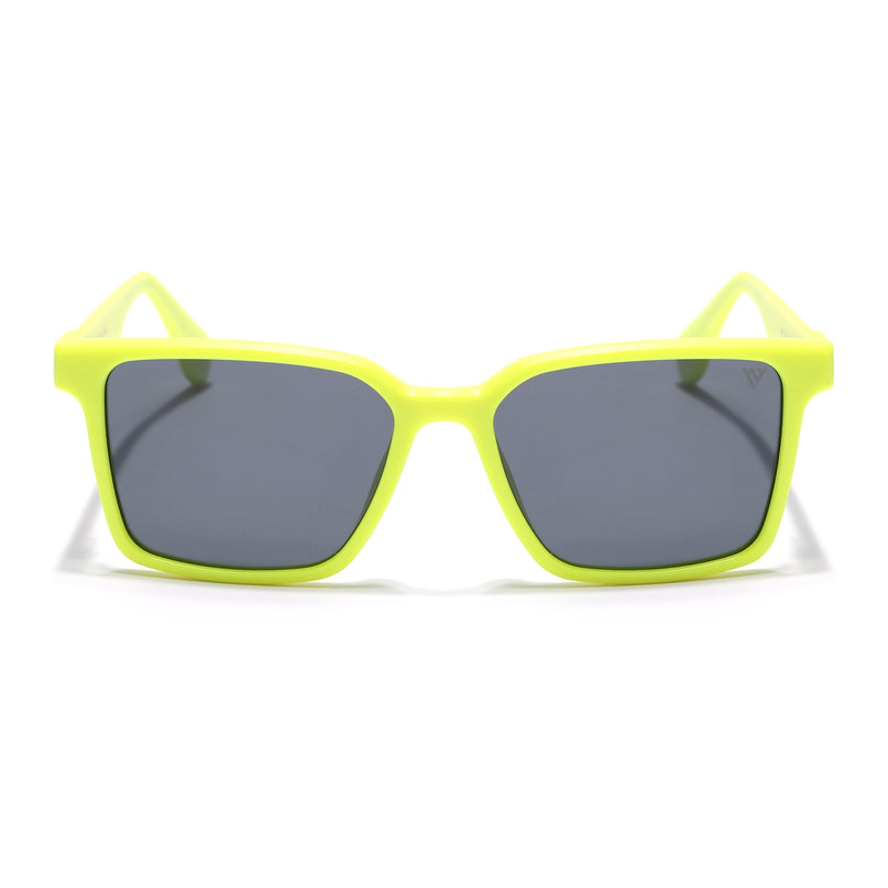 Rectangle Polarized Sunglasses for Men & Women (Black Lens | Neon Yellow Frame - PMG7299)