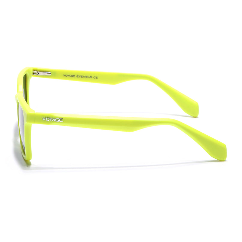Rectangle Polarized Sunglasses for Men & Women (Black Lens | Neon Yellow Frame - PMG7299)