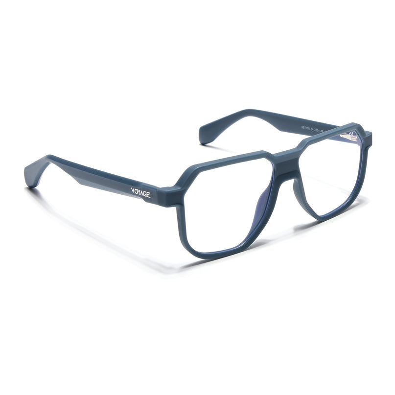 Prizm | Matt Blue Hexagonal Eyeglasses for Men & Women (FMG6722-C5)