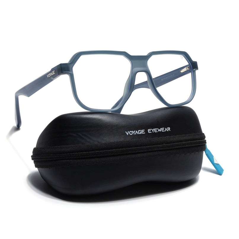 Prizm | Matt Blue Hexagonal Eyeglasses for Men & Women (FMG6722-C5)