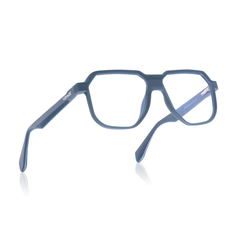 Prizm | Matt Blue Hexagonal Eyeglasses for Men & Women (FMG6722-C5)