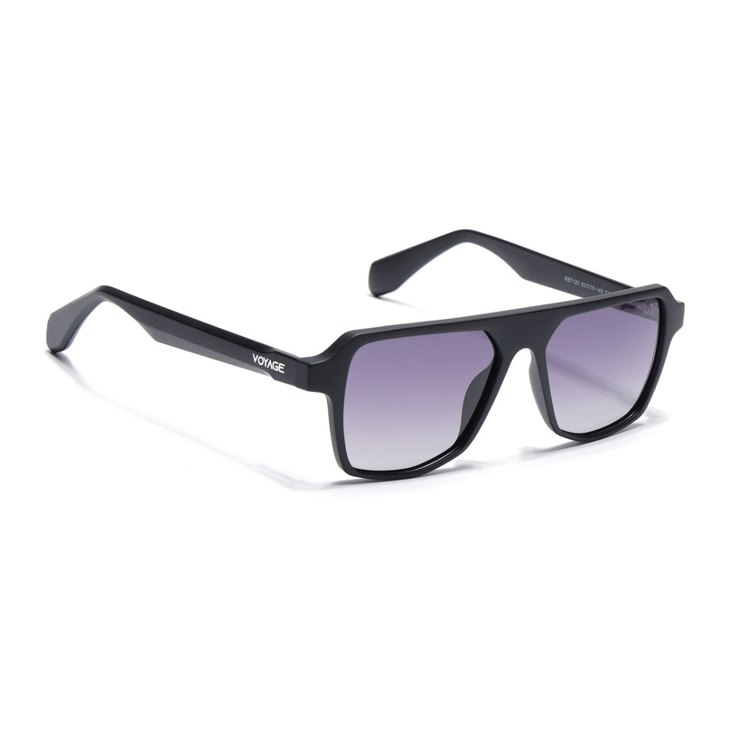 Wayfarer Polarized Sunglasses for Men & Women (Grey & Clear Lens | Black Frame - PMG7274)