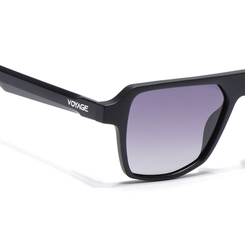 Wayfarer Polarized Sunglasses for Men & Women (Grey & Clear Lens | Black Frame - PMG7274)