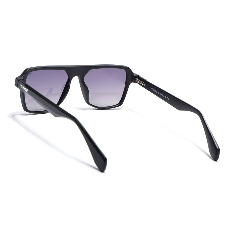Wayfarer Polarized Sunglasses for Men & Women (Grey & Clear Lens | Black Frame - PMG7274)