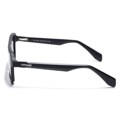 Wayfarer Polarized Sunglasses for Men & Women (Grey & Clear Lens | Black Frame - PMG7274)